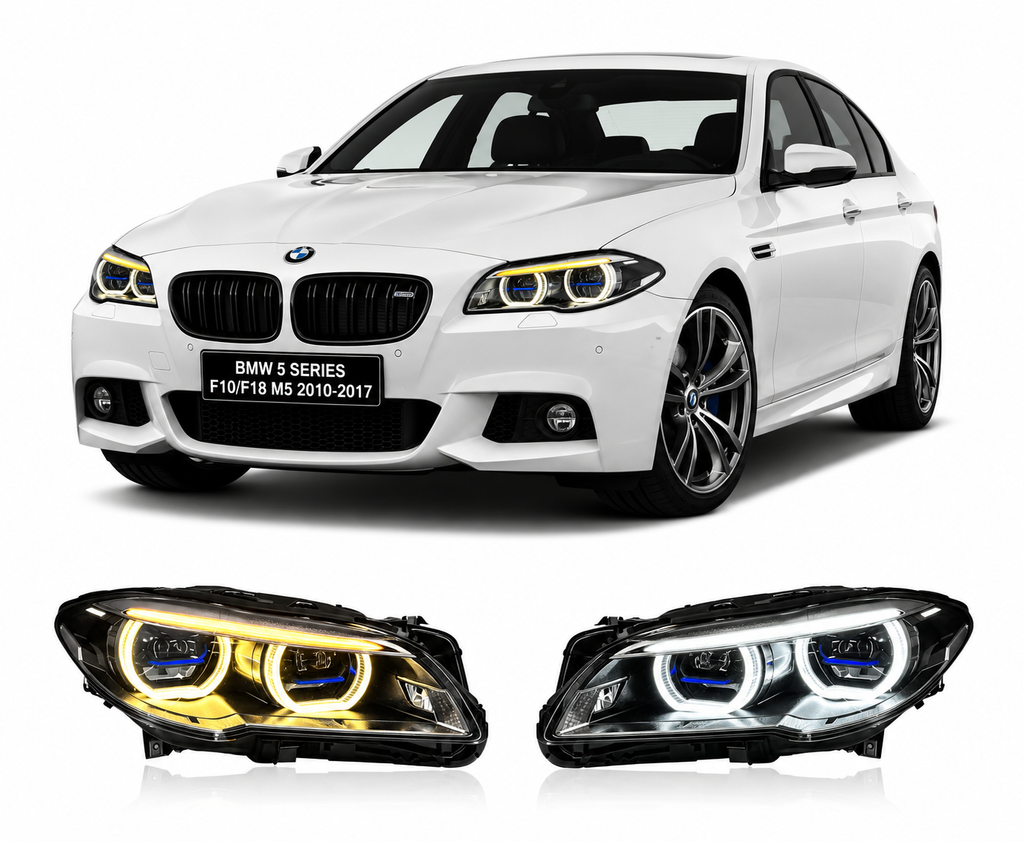 Angel Eye Laser Dual Lens Bi-Color LED Headlights for BMW 5 Series F10/F18 & M5 2010-2017