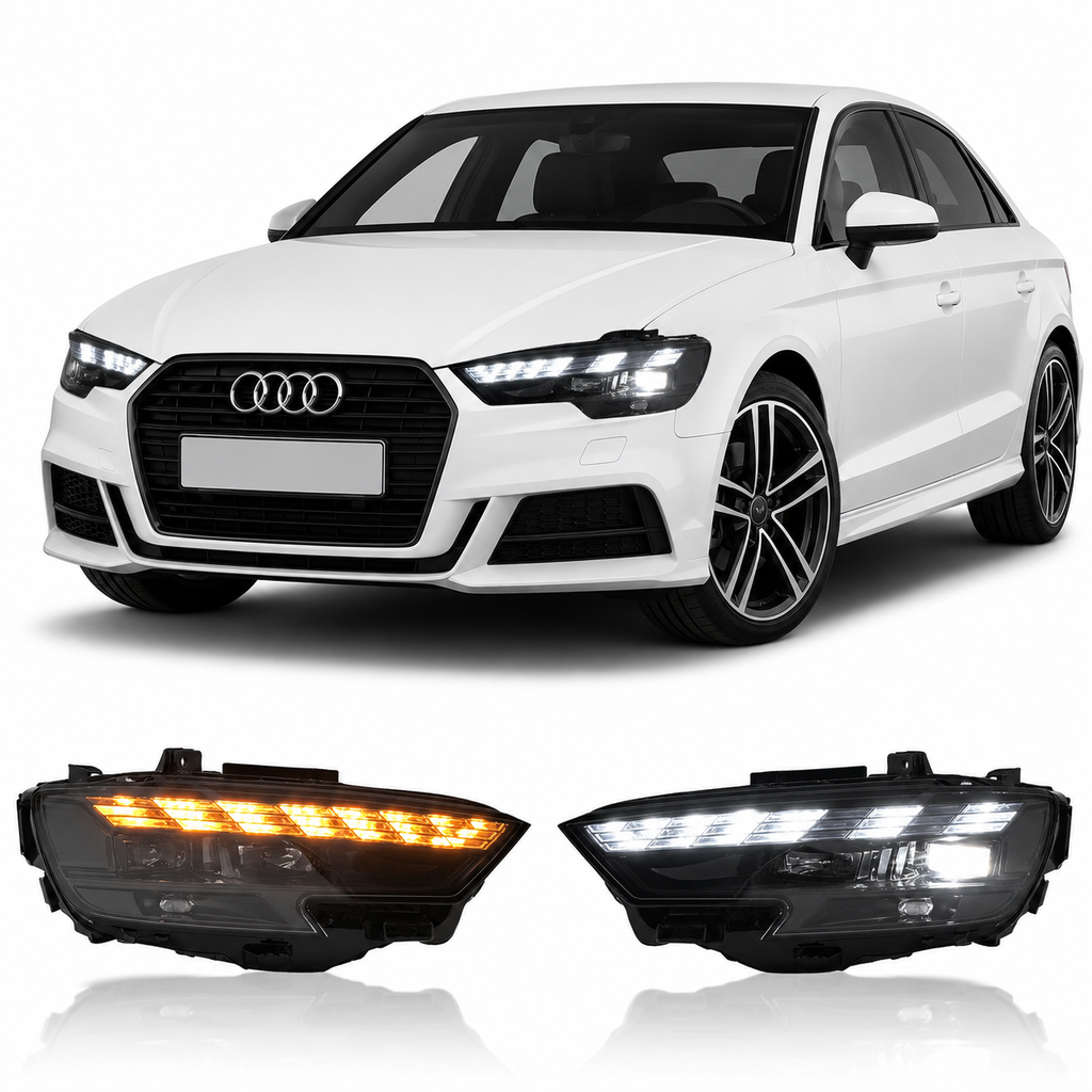 LED Headlights for Audi A3 2017-2020 with Dynamic DRL & Flowing Turn Signals