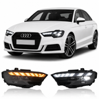 LED Headlights for Audi A3 2017-2020 with Dynamic DRL & Flowing Turn Signals