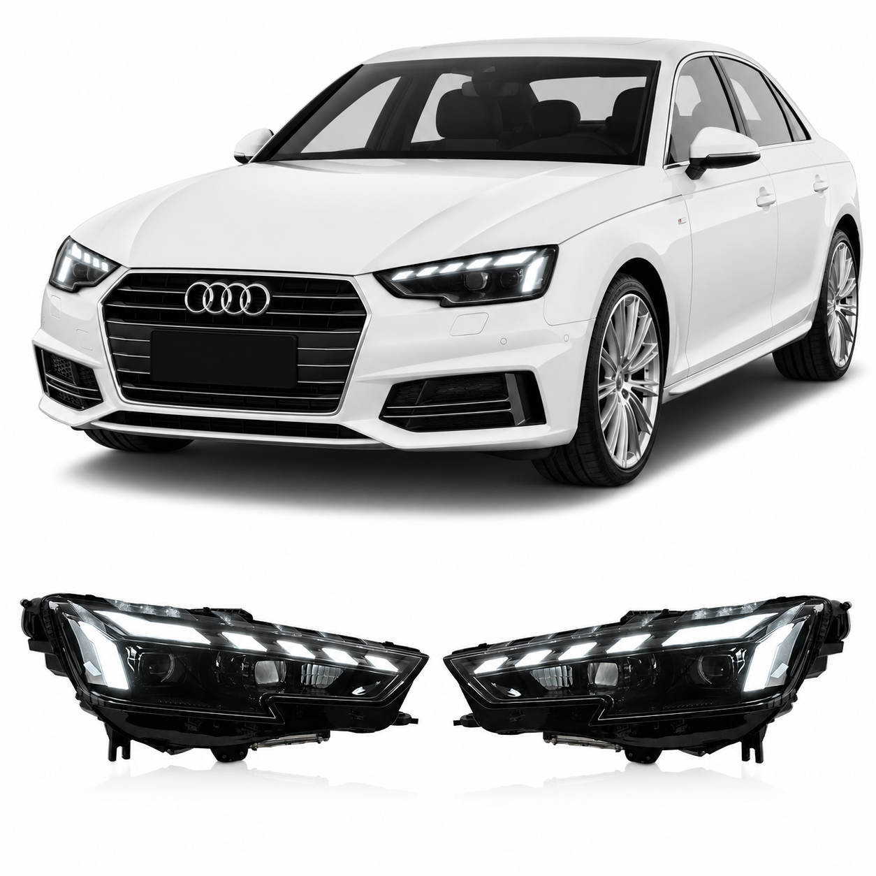ED Headlights for Audi A4 2017-2019 with DRL & Sequential Turn Signals