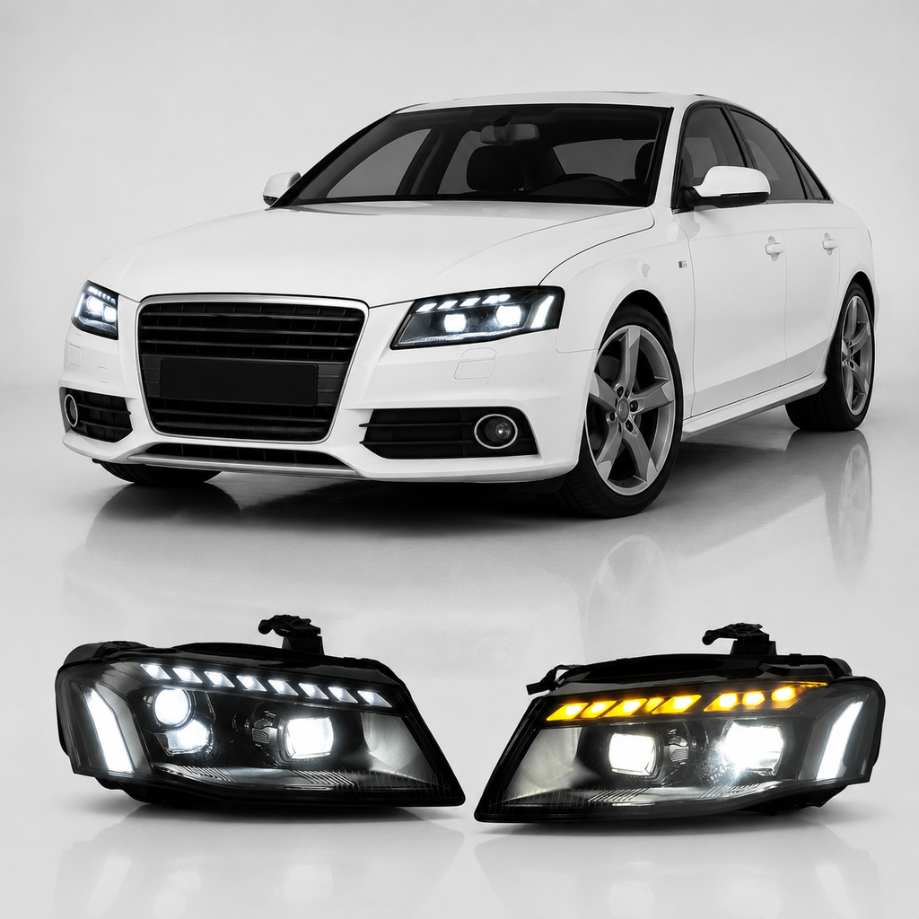 LED Headlights Assembly for Audi A4 B8 (2008–2012) | RS Style Upgrade | LED Daytime Running Lights | Plug & Play