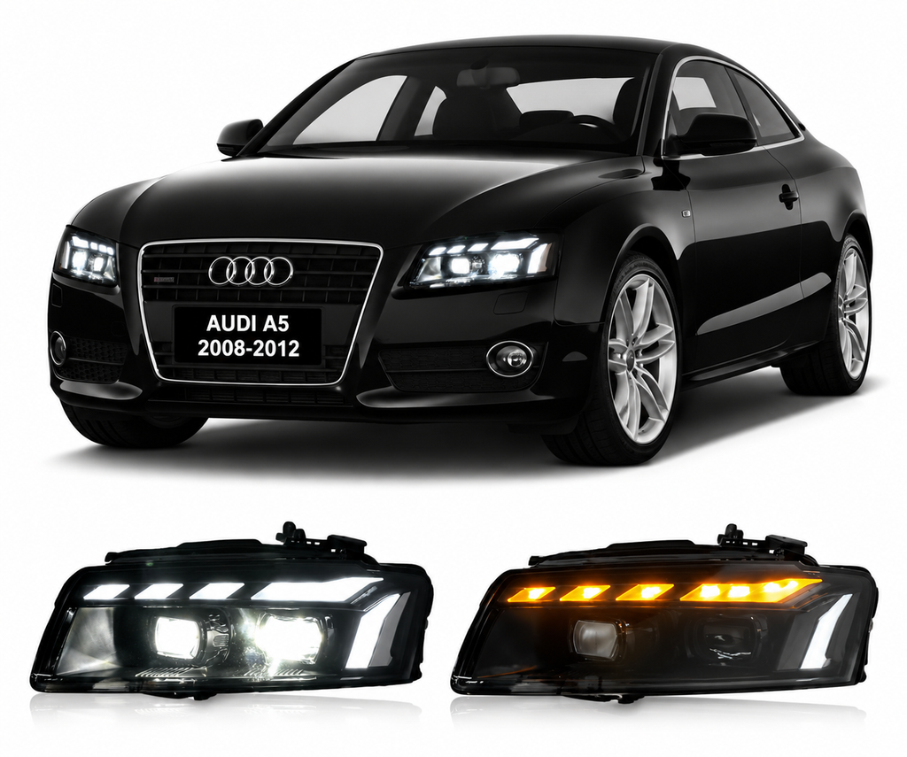 RS-Style LED Headlights for Audi A5 2008-2012 Plug-and-Play Headlight Assembly