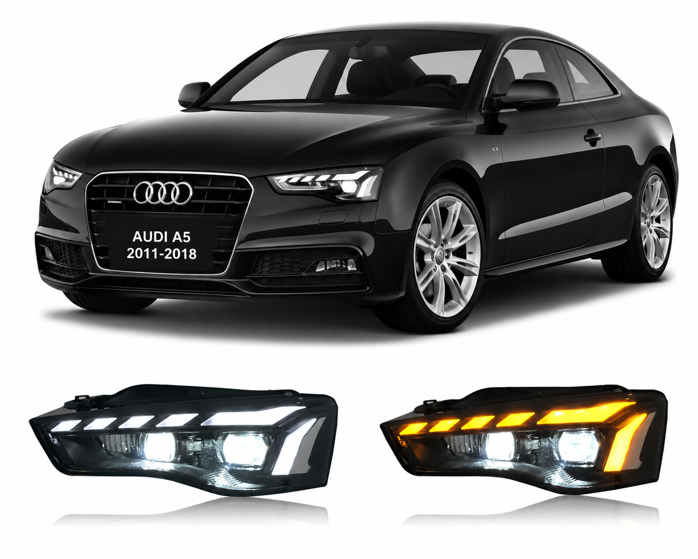 Full LED Headlights for Audi A5 2011–2018 Plug-and-Play Headlight Assembly