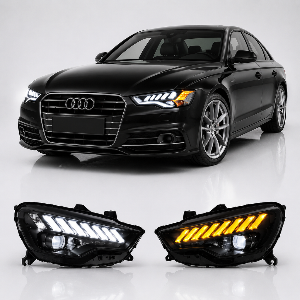 LED Headlights Assembly for Audi A6 / A6L C7 (2012–2018) | Dynamic Turn Signal Upgrade | LED Daytime Running Lights | Plug & Play