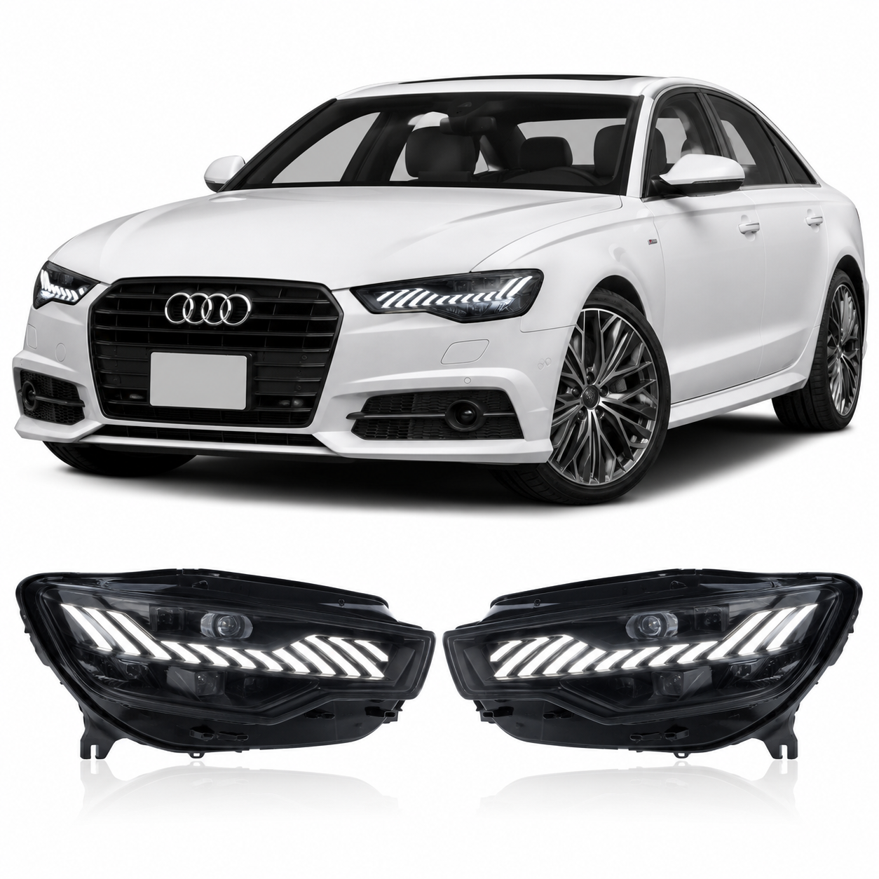 RS-Style LED Projector Headlights for Audi A6 C7 2012-2015