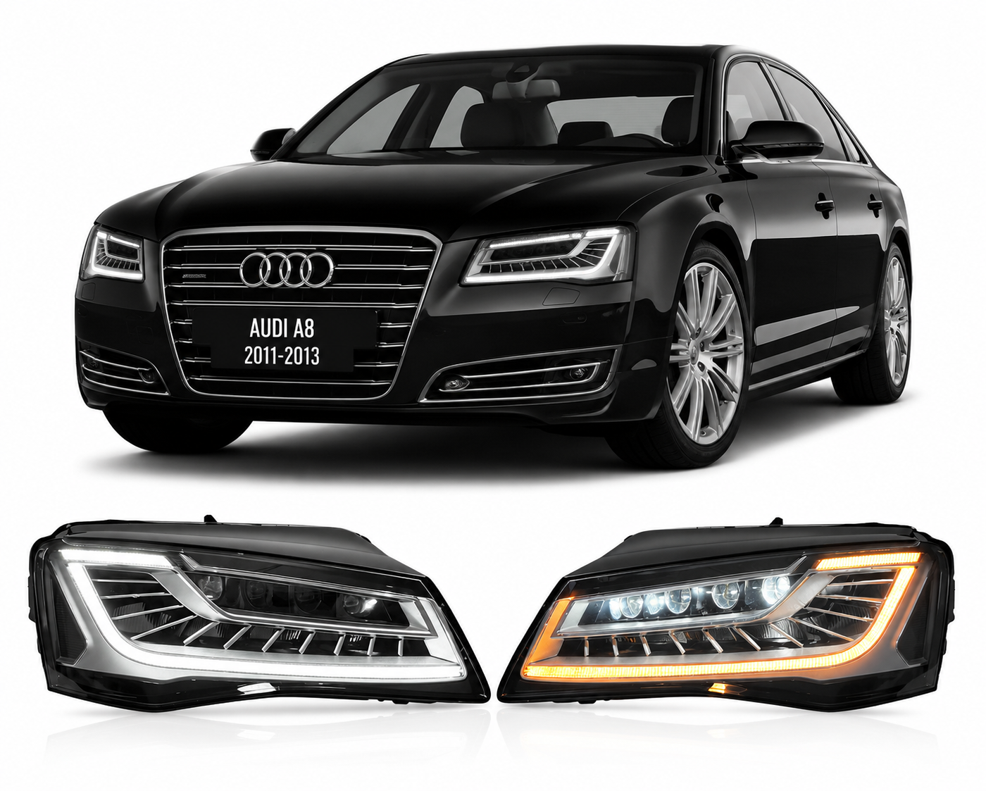 Audi A8 LED Headlights DRL Turn Signal Upgrade 2011–2013