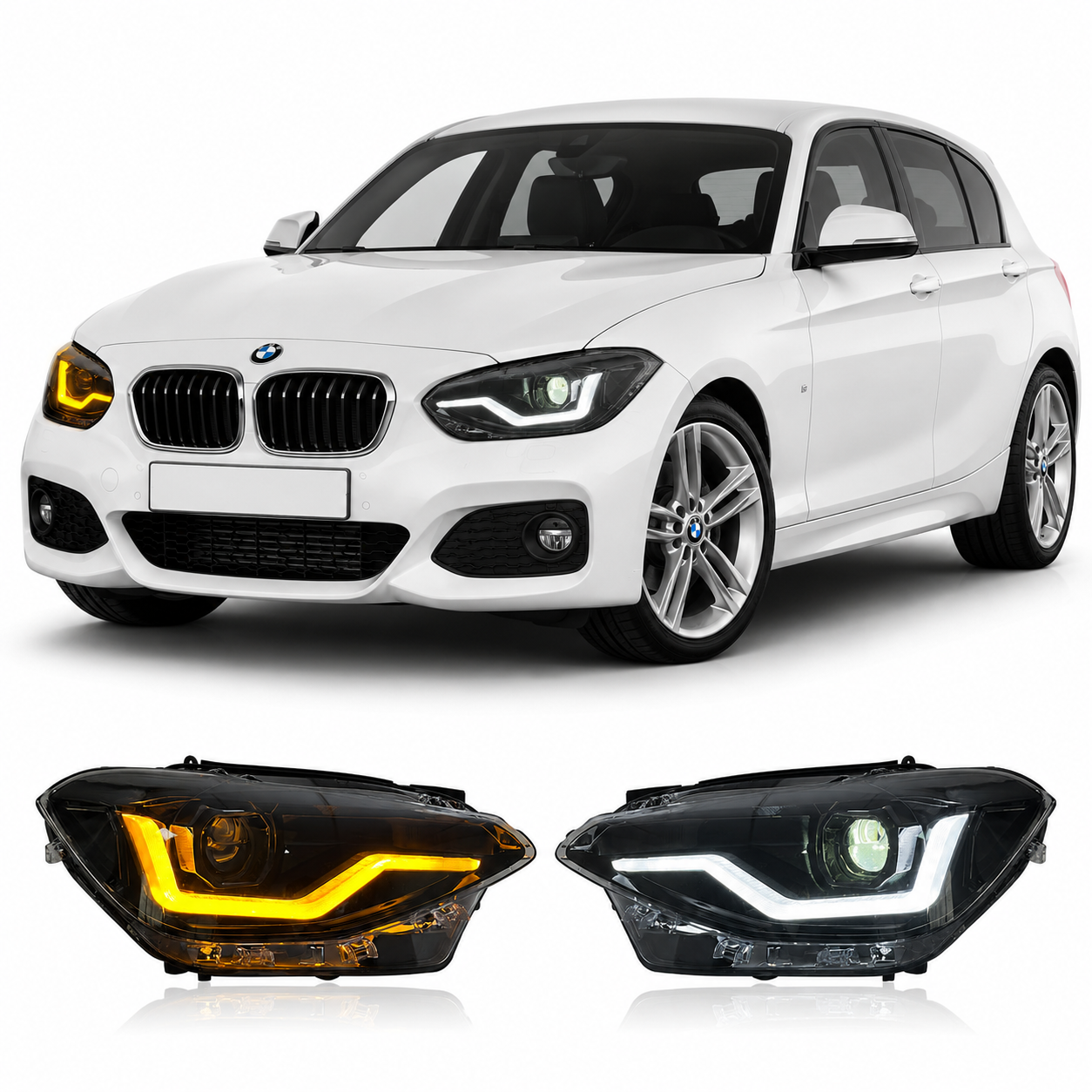 Dual Color LED Headlights Assembly for BMW 1 Series F20 (2012–2014)