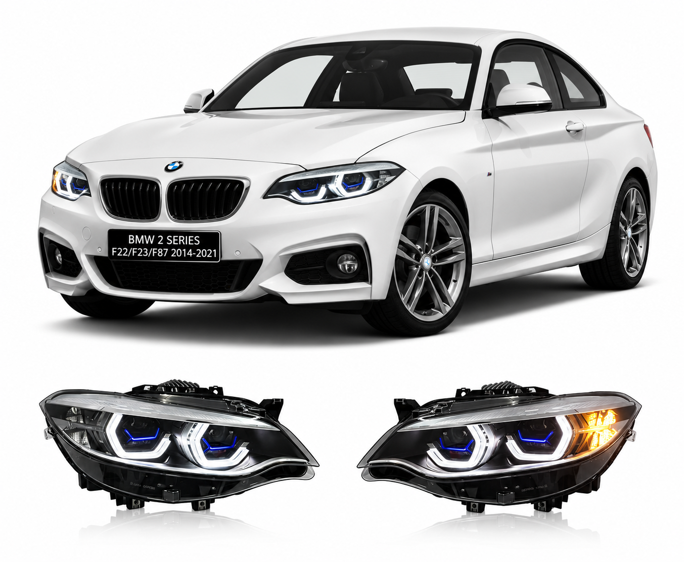 Laser Dual Lens LED Headlights for BMW 2 Series F22/F23 & M2 F87 2014-2021