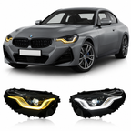 V2 Golden Smoked Dual Color LED Headlights Assembly for BMW 2 Series G42 (2022–2026)