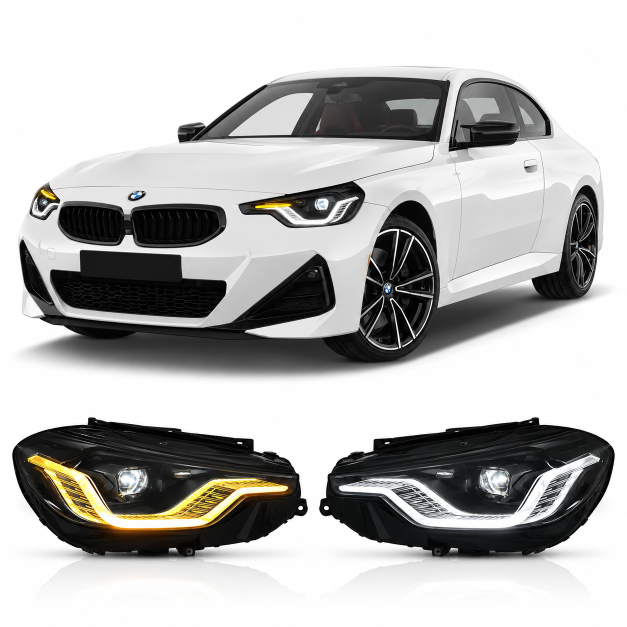 V2 Exclusive Shadow Dual-Color LED Headlights for BMW G42 2022-2026