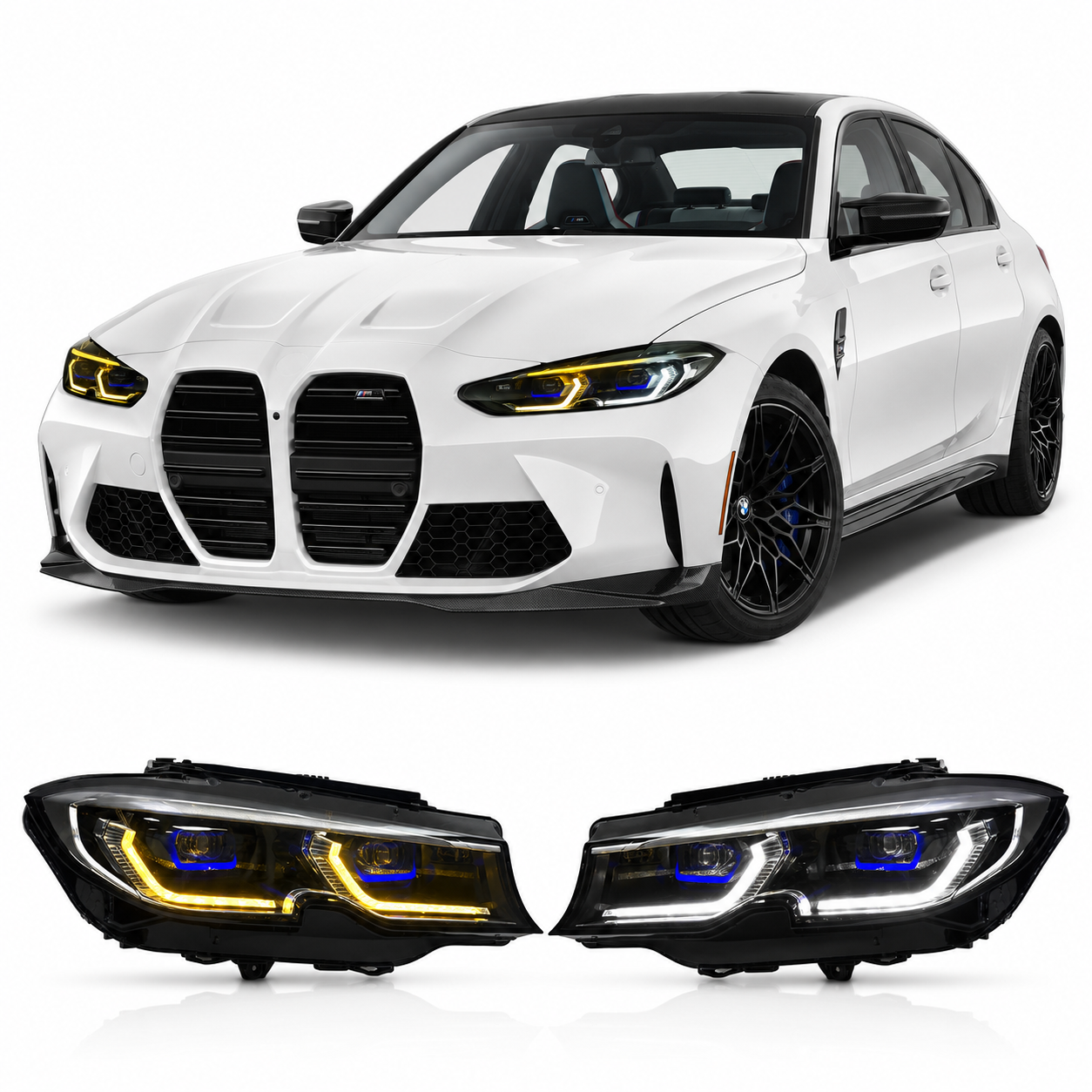 Laser Triple-Color LED Headlights for BMW 3 Series G20/G28 & M3 G80 2019-2022