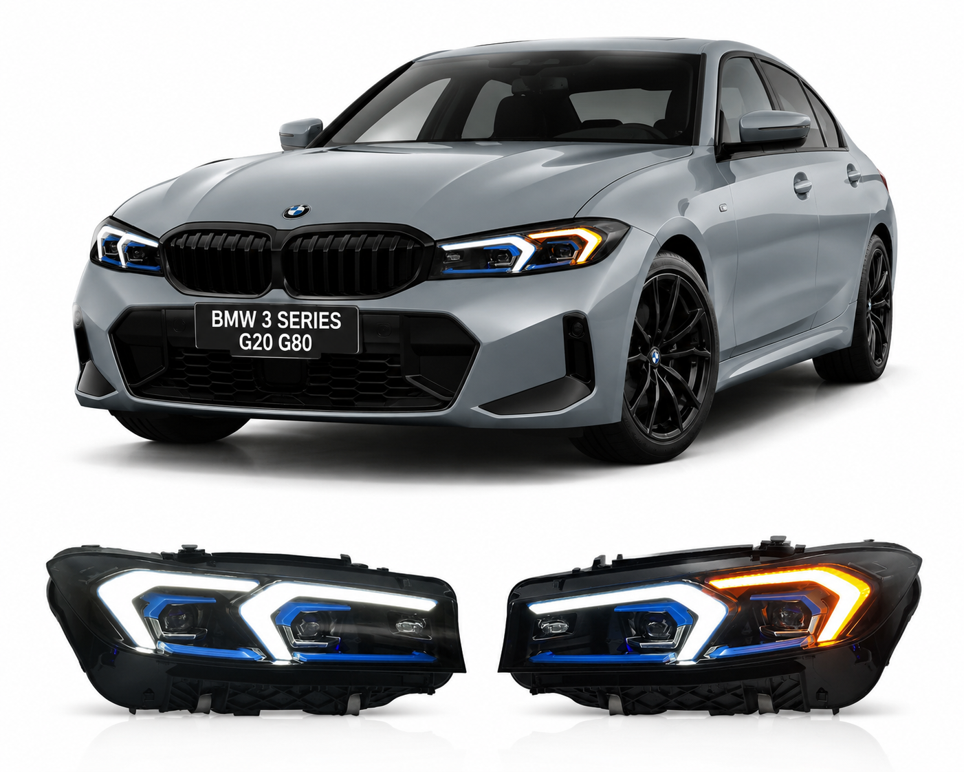 BMW G20 G80 LED Laser Headlights DRL Yellow White 2023–2025