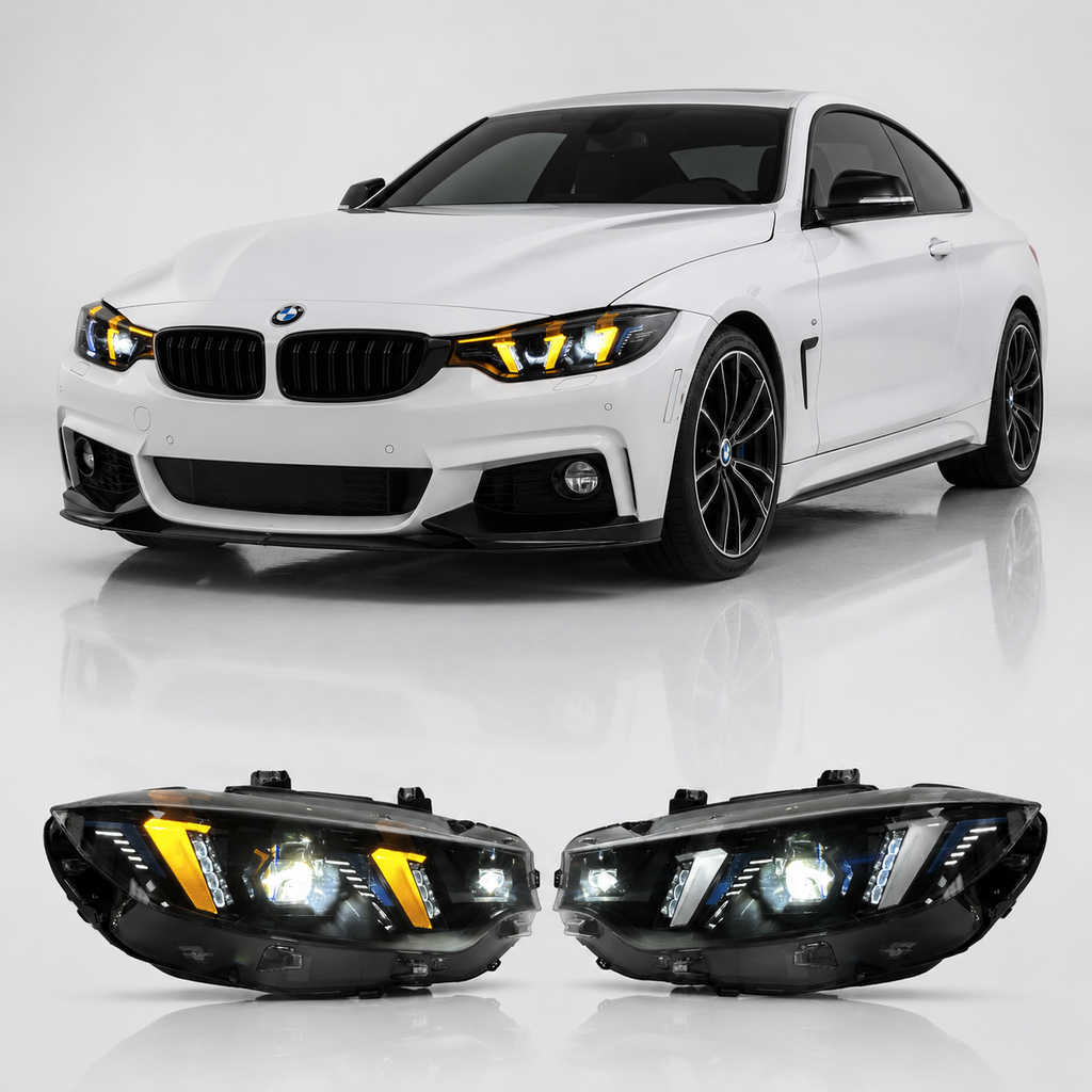 LED Headlights Assembly for BMW 4 Series F32/F82 (2013–2018) | Snake Eye Style Upgrade | Dual Color DRL | Plug & Play