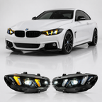 LED Headlights Assembly for BMW 4 Series F32/F82 (2013–2018) | Snake Eye Style Upgrade | Dual Color DRL | Plug & Play