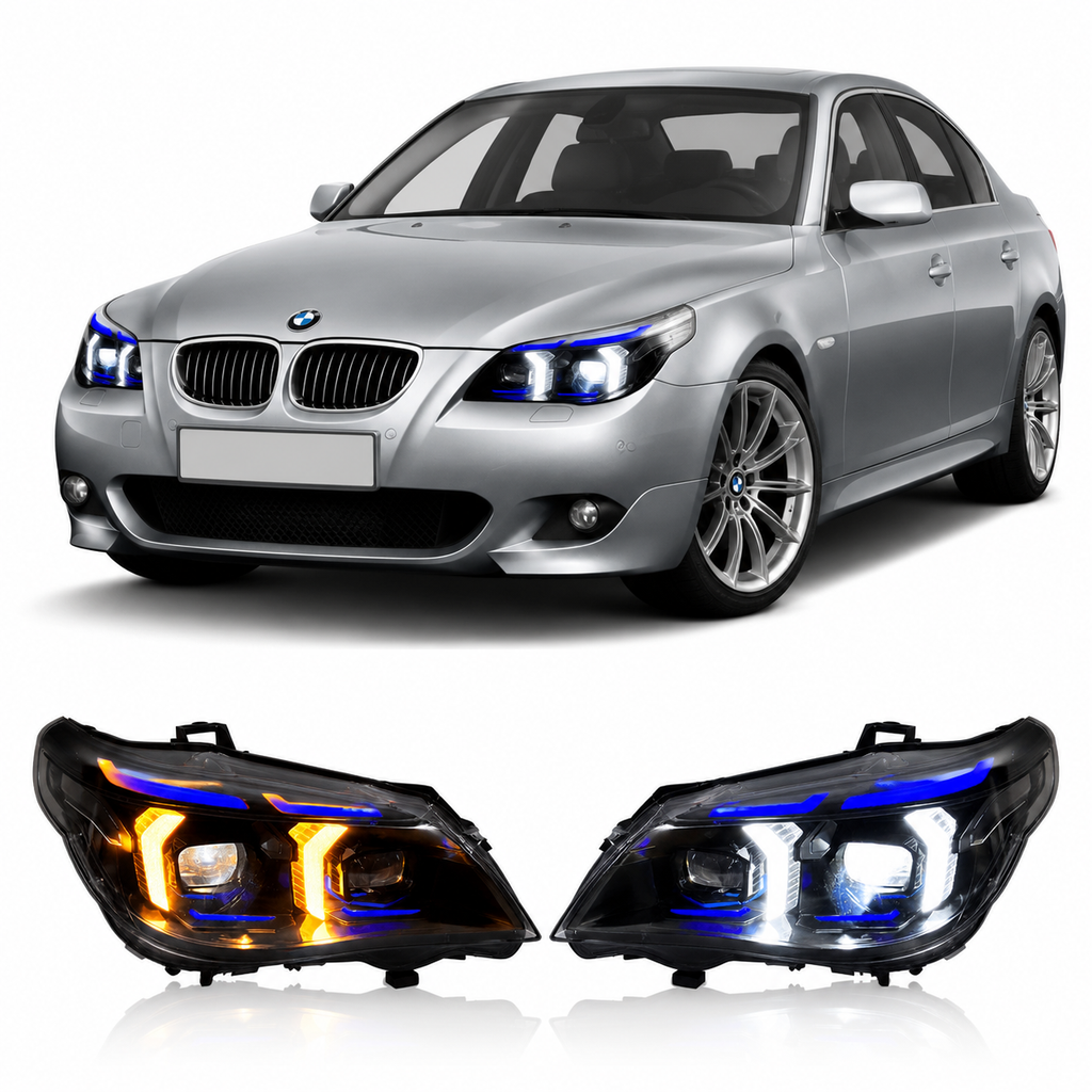 Dual Color LED Snake Eyes Headlights Assembly for BMW 5 Series E60 (2003–2010)
