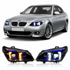 Dual Color LED Snake Eyes Headlights Assembly for BMW 5 Series E60 (2003–2010)