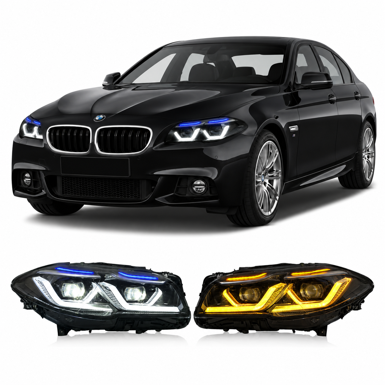 Dual-Color LED Headlights for BMW 5 Series F10/F18 2011-2017