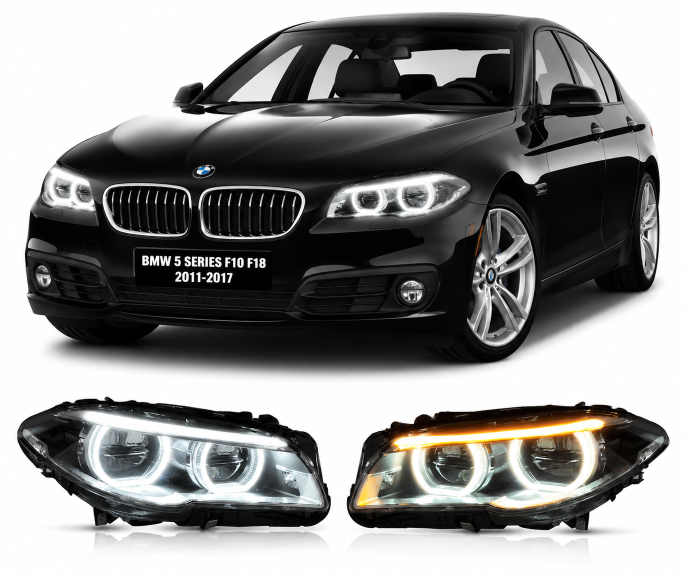 Full LED Headlights for BMW 5 Series F10/F18 2011-2017 Plug-and-Play Headlight Assembly