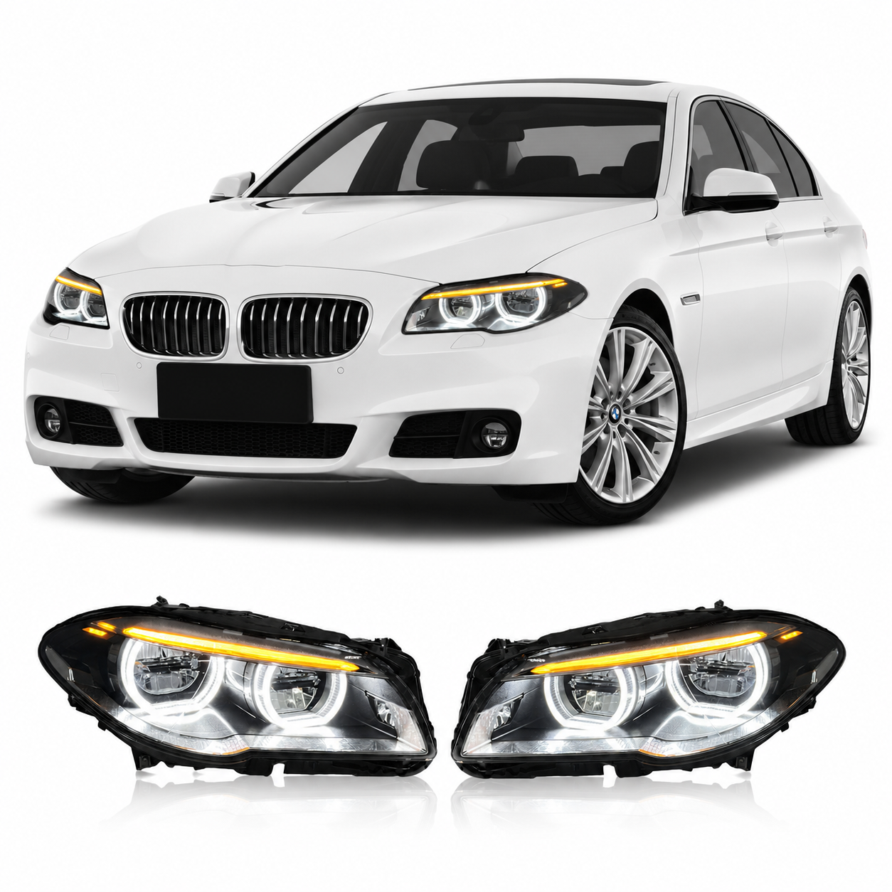 Dual-Color LED Headlights for BMW F10/F18 5 Series 2011-2017