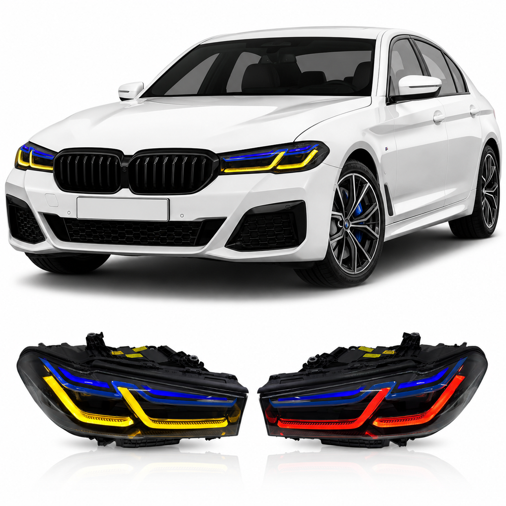Triple-Color LED Headlights for BMW 5 Series G30/G38 LCI 2021-2023