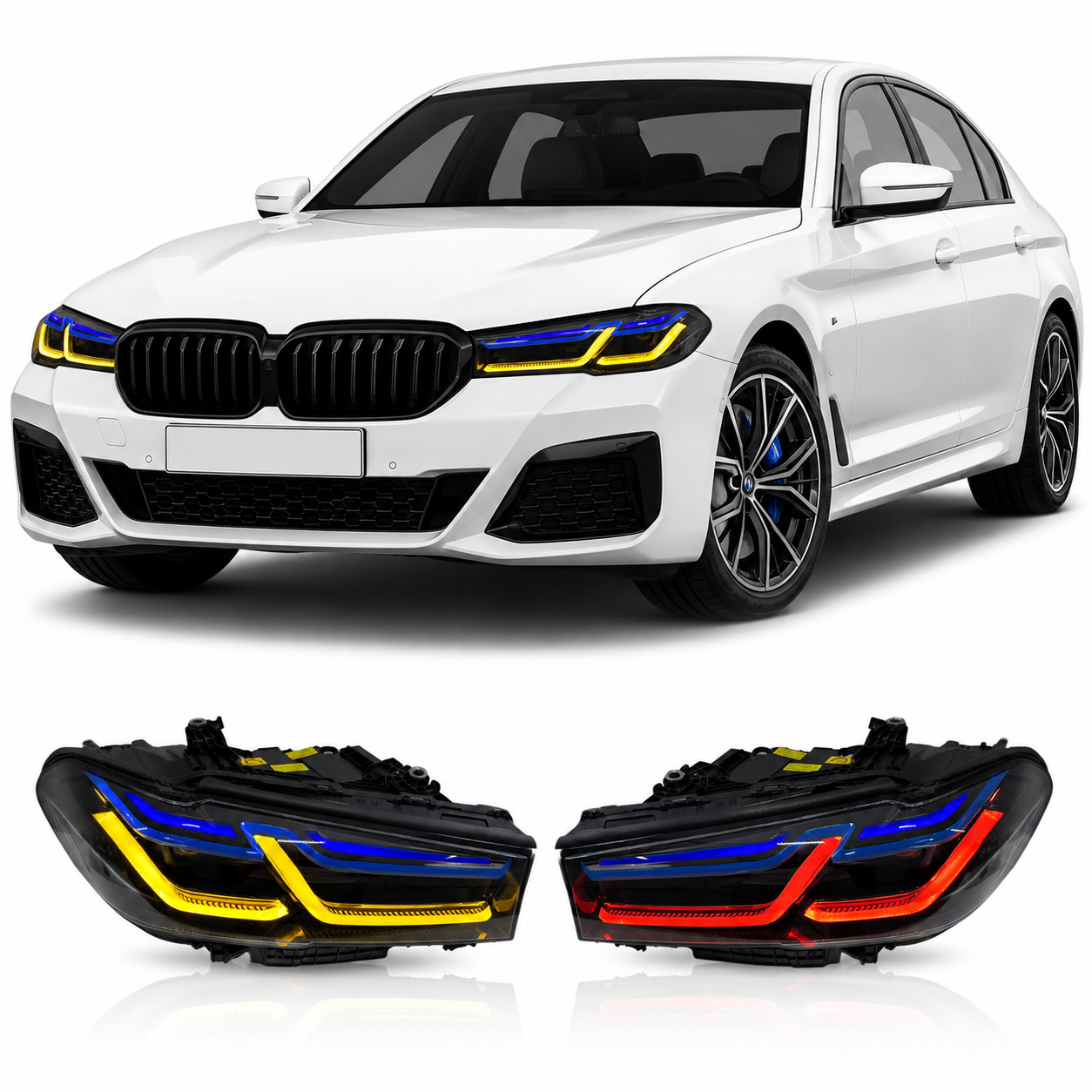Triple-Color LED Headlights for BMW 5 Series G30/G38 LCI 2021-2023