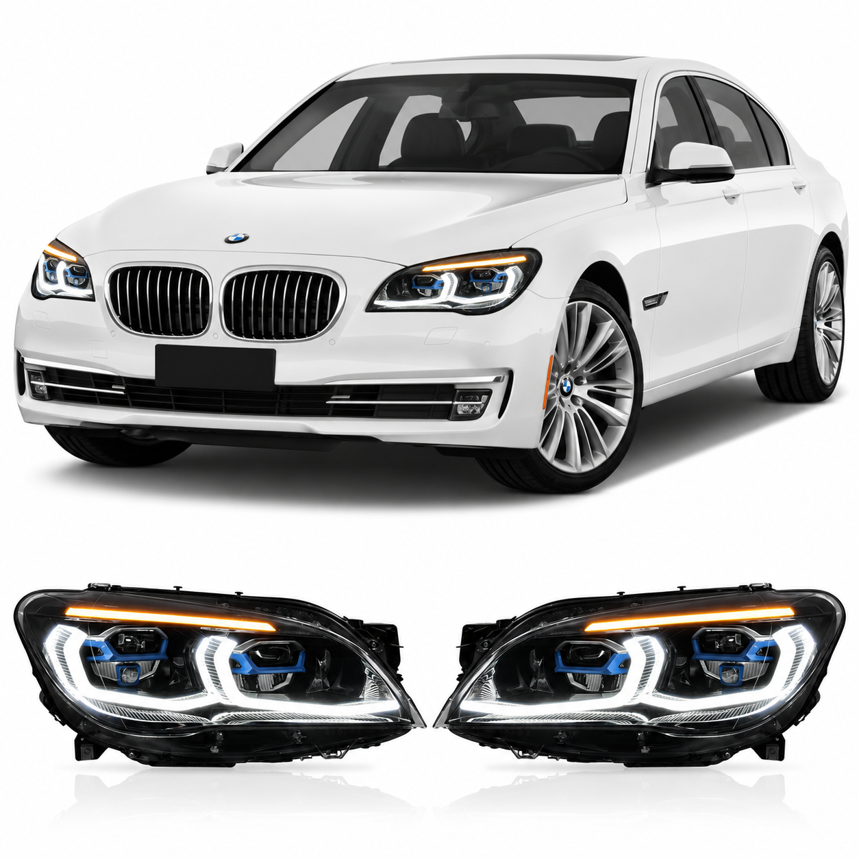G12 Style Dual-Color LED Headlights for BMW 7 Series F01/F02 2009-2015