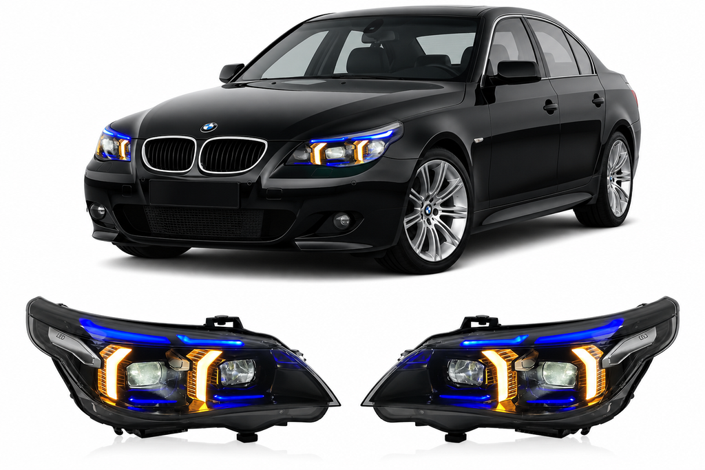 Dual-Color Snake Eyes Headlights for BMW E60 5 Series 2003-2010