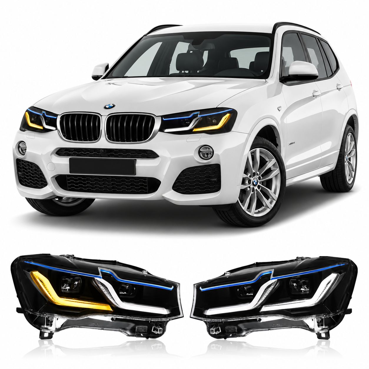 LED Headlights Assembly for BMW X3 F25 (2014–2017)