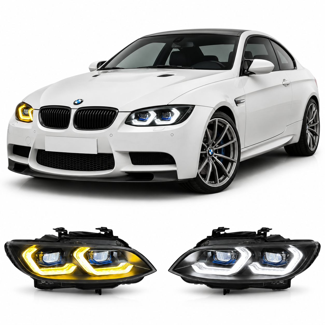 Dual Color LED Headlights Assembly for BMW M3 E92 (2006–2009)