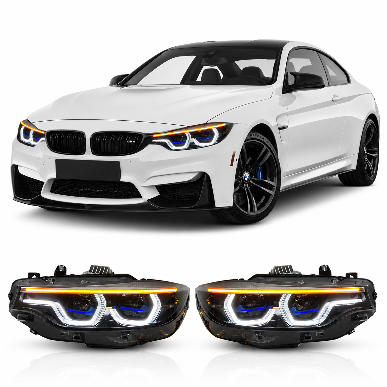 V3 IKON Tri-Color LED Headlights for BMW F32/F36/F80/F82 M3 & M4 2014-2020