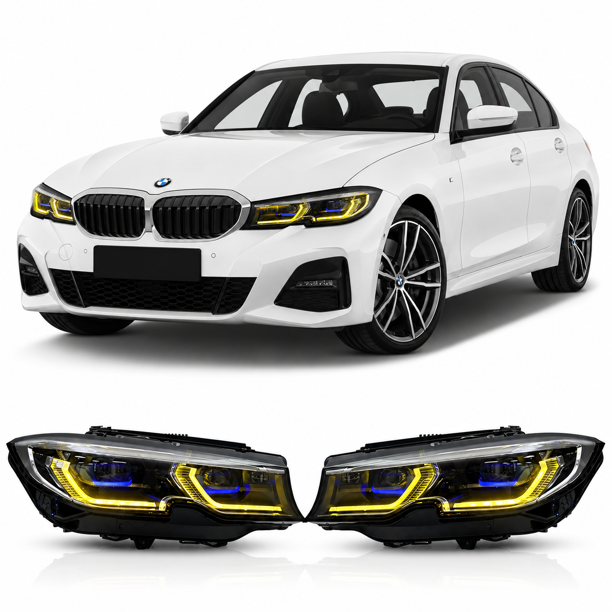 Laser Style Dual-Color LED Headlights for BMW G20/G21 3 Series Pre-LCI 2019-2022
