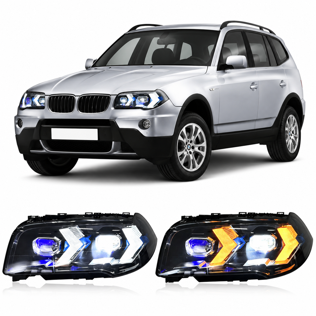 Dual-Color Laser Style LED Headlights for BMW X3 E83 2006-2010