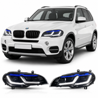 Dual Color LED Angel Eyes Headlights Assembly for BMW X5 E70 (2007–2013)