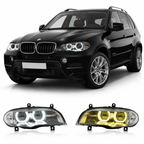 Angel Eyes Style Dual Color LED Headlights Assembly for BMW X5 E70 (2008–2013)