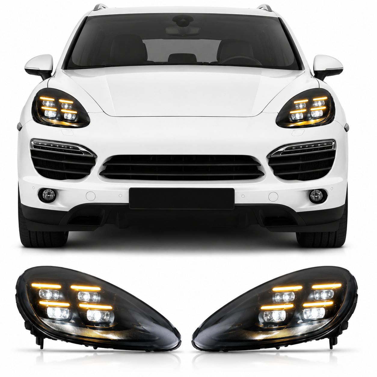Dual-Color LED Headlights for Porsche Cayenne 958.1 2011-2014