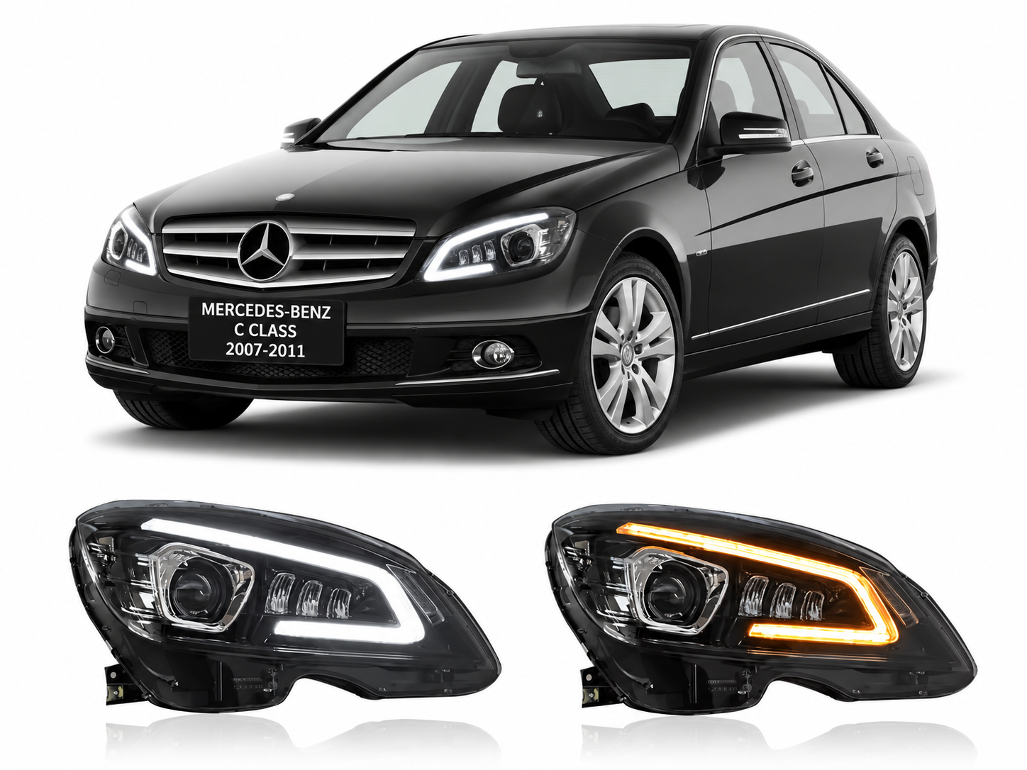 Full LED Headlights for Mercedes-Benz C-Class W204 2007-2011