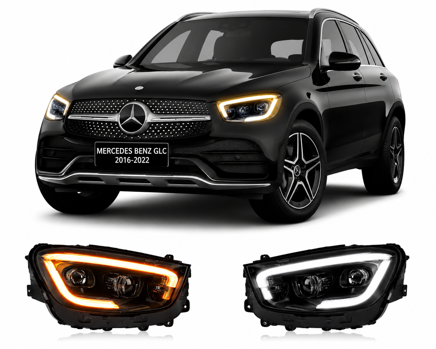 LED Headlights for Mercedes-Benz GLC W253 2016-2022 Plug-and-Play Headlight Assembly