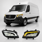 LED Headlights Assembly for Mercedes-Benz Sprinter | Three-Eye Style Upgrade | LED Daytime Running Lights | Plug & Play