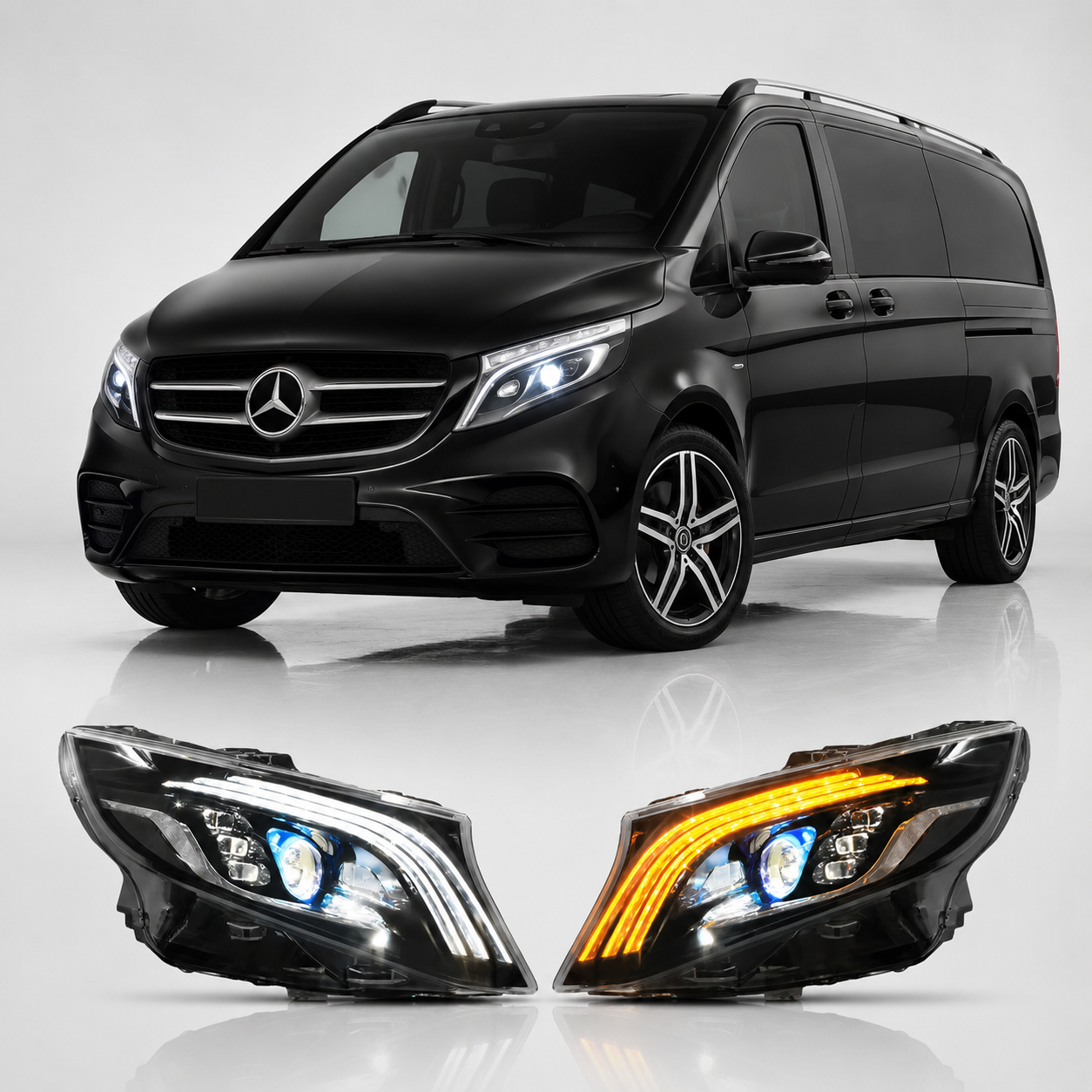 LED Headlights Assembly for Mercedes-Benz V-Class Vito W447 V250/V260 (2016–2021) | Premium LED Upgrade | LED Daytime Running Lights | Plug & Play