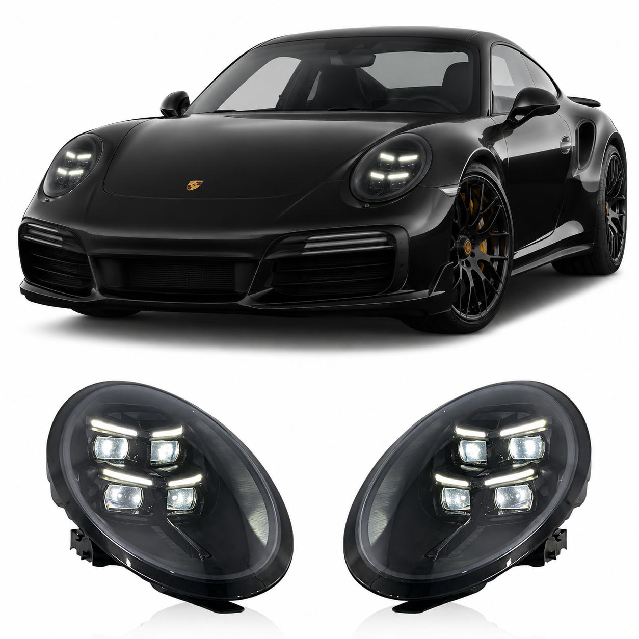 Matrix-Style Smoked LED Headlights for Porsche 911 (991) 2013-2018