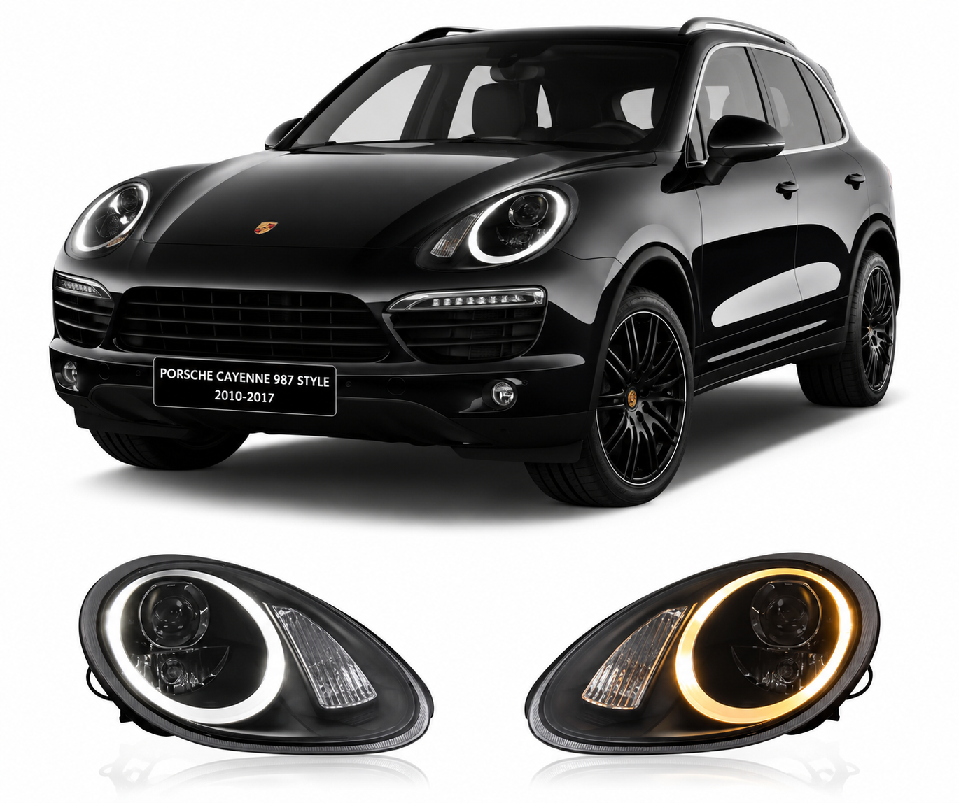 987 Style LED Headlights for Porsche Cayenne 2010-2017