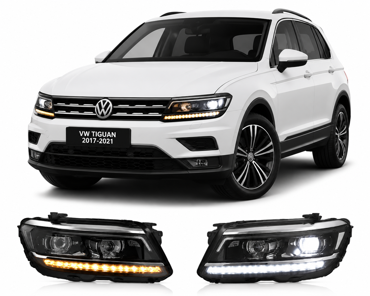 LED Headlights for Volkswagen Tiguan 2017-2021 Plug-and-Play Headlight Assembly