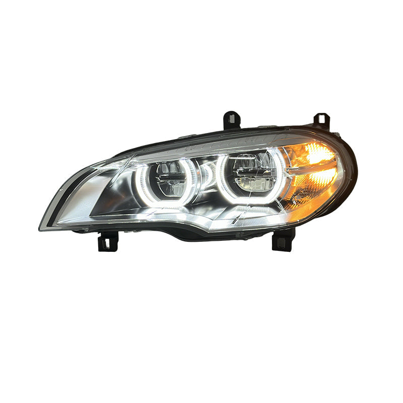 Angel Eyes Style Dual Color LED Headlights Assembly for BMW X5 E70 (2008–2013)