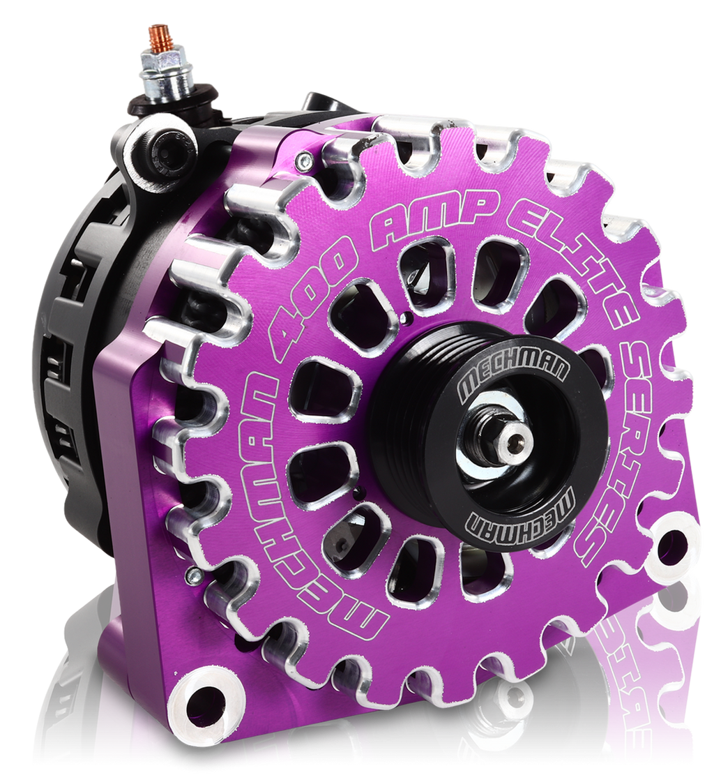 High Output 400A large case BILLET alternator for 2001-2007 GM truck 6.6l Diesel - side output stud - PURPLE