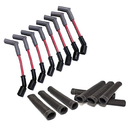 LSx Performance Spark Plug Wire & Heat Boot Combo (Red 45 Wires & Black Boots)