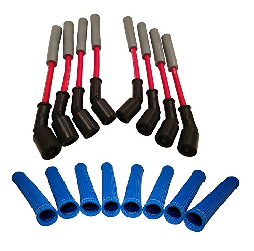 LSx Performance Spark Plug Wire & Heat Boot Combo (Red Wires & Blue Boots)