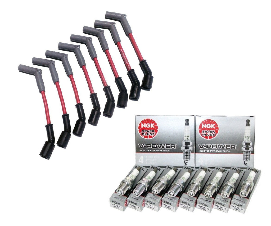 Red 45* Boot LSx Performance Car Spark Plug Wires & NGK TR55 Spark Plugs