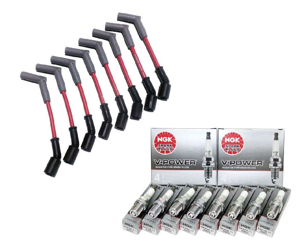 Red 45* Boot LSx Performance Car Spark Plug Wires & NGK TR55 Spark Plugs