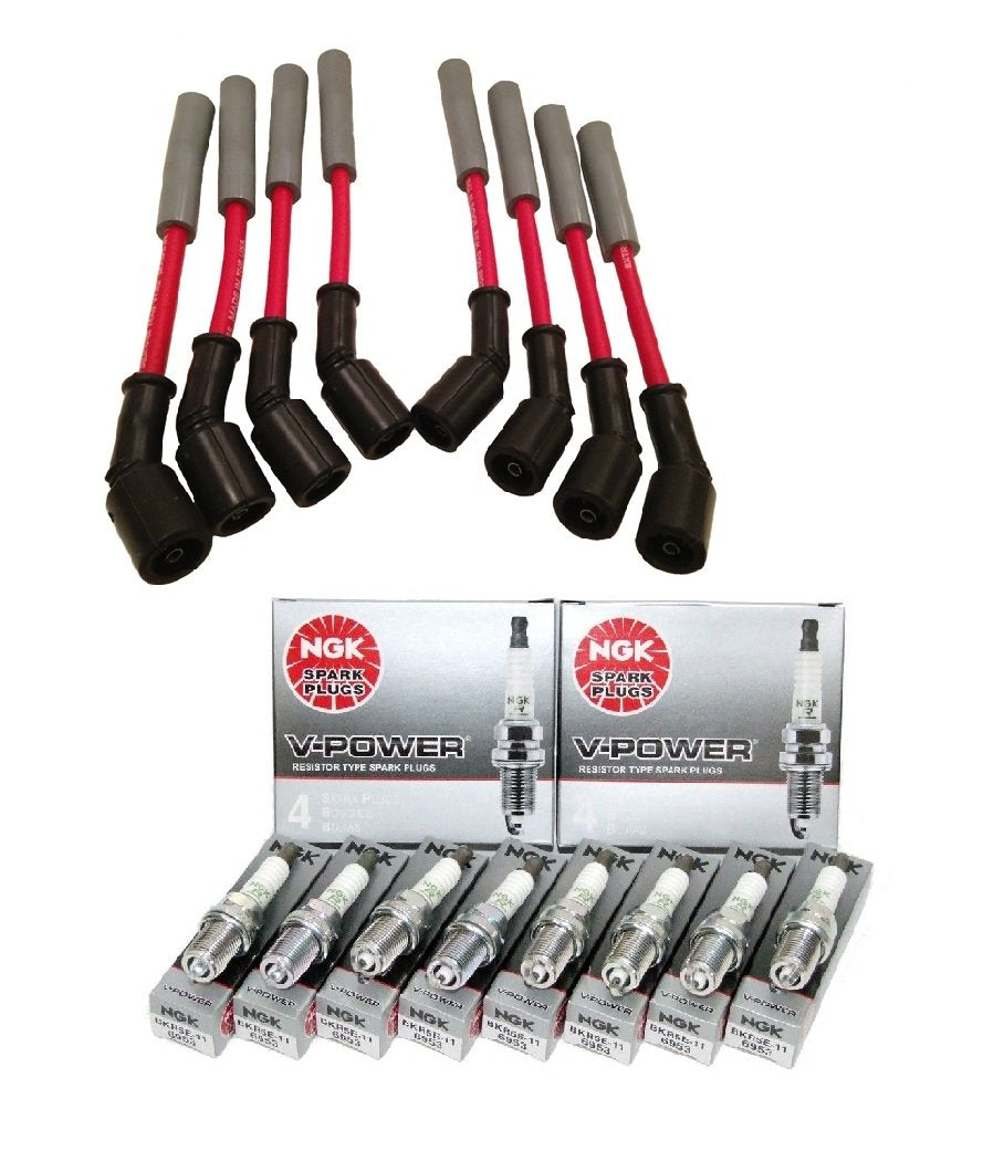 Red LSx Performance Car Spark Plug Wires & NGK TR55 Spark Plugs