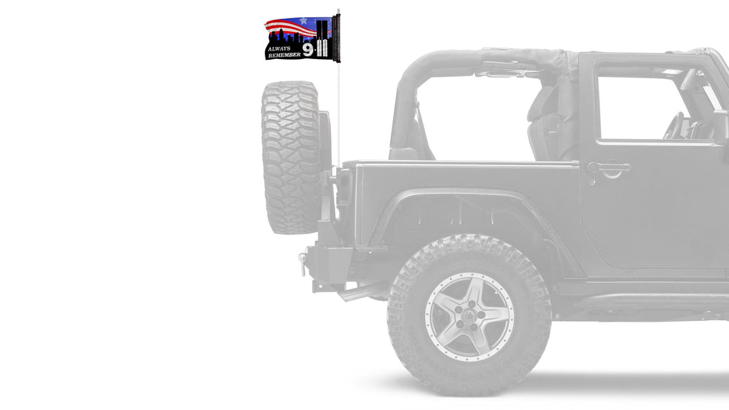 911 Tribute 12"x18" Forever Wave Flag for Jeep Wrangler CJ-7 and CJ-8 1976-1986